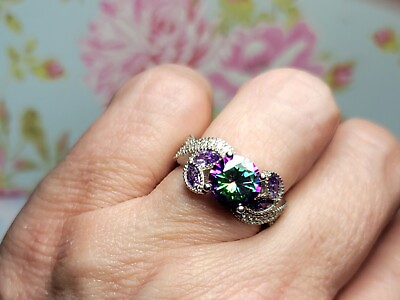 #ad Mystic topaz sterling ring 3 carats size 5 $16.00
