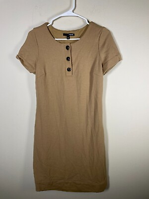 #ad Liquid Women#x27;s 100% Wool Brown Dress With Button Detail Short Sleeve Size: 4 $12.75