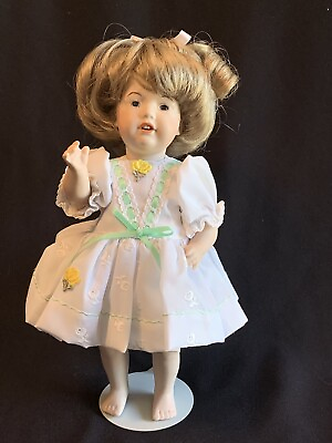 #ad VTG Artist Hand Painted Porcelain Girl Doll 10.5” JDK Germany Mold Head 80sRepro $29.99