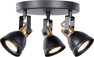 #ad 3 Light Track Lighting Kit Matte Black Brass Finish with Modern Directional rou $67.18