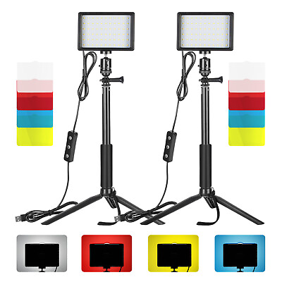 2 Pack 5600K USB LED Video Light with Adjustable Tripod Stand and Color Filters $18.99