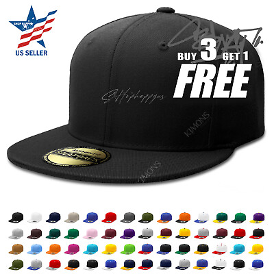 #ad Snapback Hat Flat Baseball Cap Trucker Solid Plain Blank Men Hip Hop Army CS $8.95