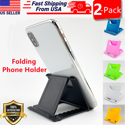 #ad 2 Pack Adjustable Phone Holder Stand Folding Foldable Thin Cradle for Phone iPad $2.99