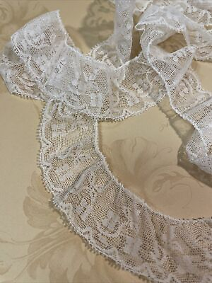 #ad Vintage Lace 1 1 4quot; Wide Ruffled White Scalloped Edging Trim 87quot; $16.99