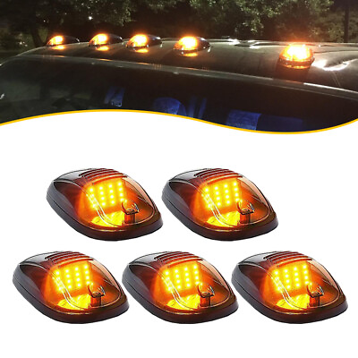 #ad 5X FOR ROOF TOP CAB SMOKED LIGHTS AMBER 16LED MARKER LAMPS W WIRING KIT $27.99