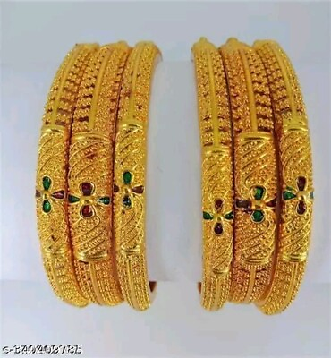 #ad Indian Ethnic Bollywood 22k Gold Plated Fashion Jewelry Bangles Bracelet Set $15.14