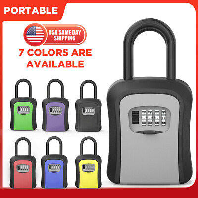 #ad 4 Digit Combination Key Lock Storage Safe Security Box Outdoor Home Portable $22.49