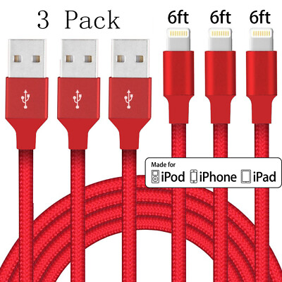 3 Pack Fast Charger USB Cable For iPhone 6 7 8Plus iPhone XR Xs Max 11 12 13 Pro $11.79