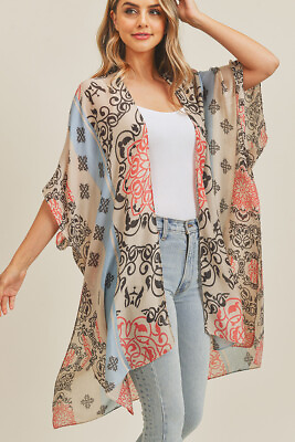 #ad ScarvesMe Classic Elegant Resort Bohemian Flower Print Kimono Cover up Shawl $24.99