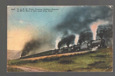 #ad Railroad Postcard: Damp;RG Train Crossing Soldiers Summit Utah Engine No. 1005 $6.49