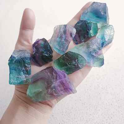 #ad 3Pcs Natural Raw Rough Rainbow Fluorite Pocket Rocks Crystal Mineral Specimens $11.90