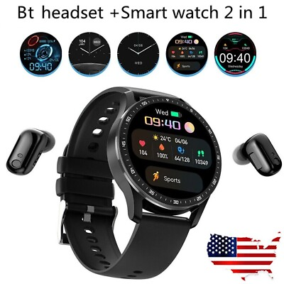 #ad US 2in1 Smart Watch with TWS Bluetooth Earbuds Sports Smartwatch For iOS Android $39.98