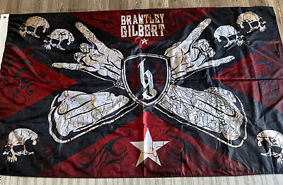#ad RARE LARGE BRANTLEY GILBERT COUNTRY STAR Autographed Devil Don’t Sleep FLAG $119.00
