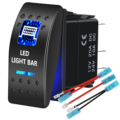 #ad LED Light Bar Rocker Switch Waterproof 12V 20A 24V 10A 5Pin SPST On Off Toggle $17.44
