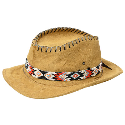 #ad 14HS HILASON Beaded American Style Western Cowgirl Handmade Hatband Tan $19.95