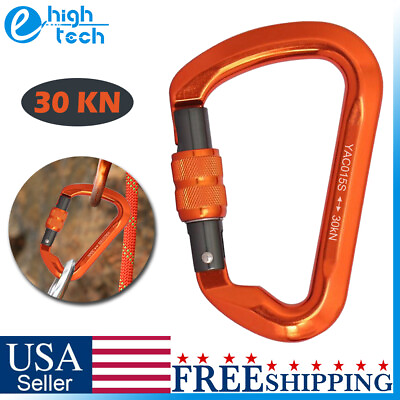 #ad 30KN Auminum Locking Climbing Carabiner Screwgate Outdoor Caving Clip D Large $12.99