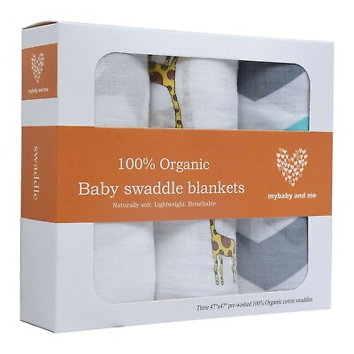 #ad  100% Organic Cotton Baby Swaddle Muslin Blankets 3 Pack in Neutral Color $10.00