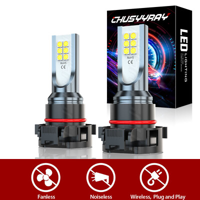 #ad 2x 5202 2504 PSX24W LED Fog Light Bulbs for GMC Sierra 1500 2500HD Yukon 6000K $12.99