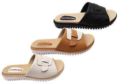 #ad Comfortflex Samantha Womens Leather Slides Sandals Made In Brazil ShopShoesAU AU $62.90