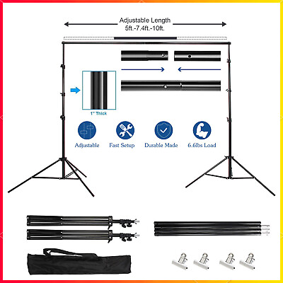 #ad 10Ft Heavy Duty Photography Background 2*3m Backdrop Support Stand Kit With Case $31.95