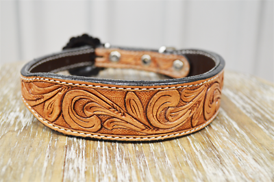 #ad Western Hand Tooled Beaded Genuine Leather Stainless Steel Rust Proof Buckle. $34.39