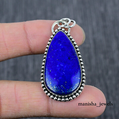 #ad Blue Lapis Lazuli Gemstone 925 Sterling Silver Handmade Pendant Jewelry ME 57 $16.39