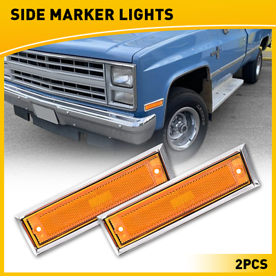 #ad AUXITO Front Amber Side Marker Light Fender Lamp Shell For 1981 91 Chevy GMC C K $20.99