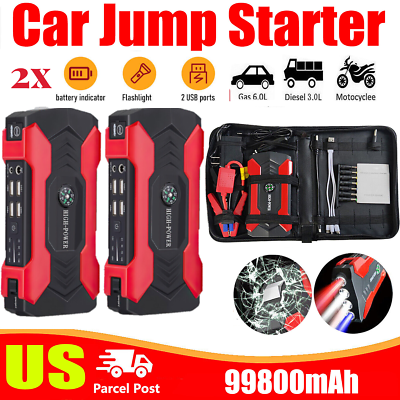 #ad Portable Car Jump Starter Booster Battery Charger Power Bank Jumper Box 2pack US $83.99