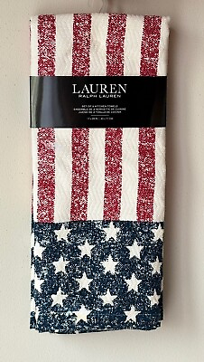 #ad Ralph Lauren Set of 2 Kitchen Towels American Flag Stars Stripes 17quot; x 28quot; $19.99