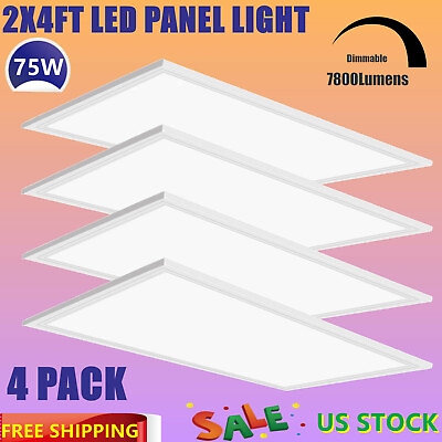 #ad 4Pack 2x4 Ft LED Panel Light Drop Ceiling Flat Panel Recessed Troffer Fixture $207.00
