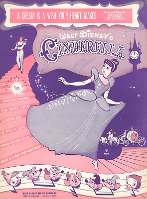 #ad A Dream Is A Wish Your Heart Makes Sheet Music Piano Voice 1949 Cinderella $9.25