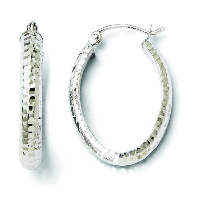 #ad Leslies 10k White Gold D C Oval Hinged Hoop Earrings 10LE134 $207.99
