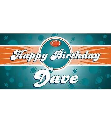 #ad Dolphins Football Personalized Birthday Banner $18.00