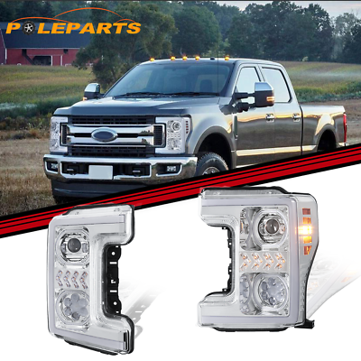 #ad Pair Chrome Headlights Assy for 2017 2019 Ford F 250 350 450 550 Super Duty New $325.79