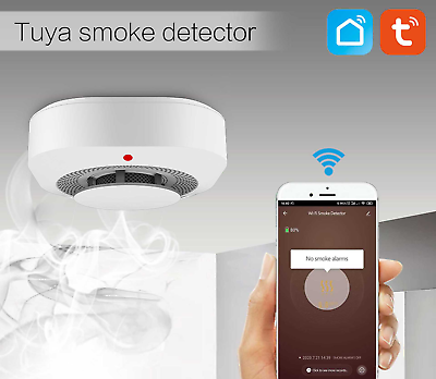 #ad Tuya Smart WiFi Smoke Detector Sensor Home Security System Fire Detection APP $25.99
