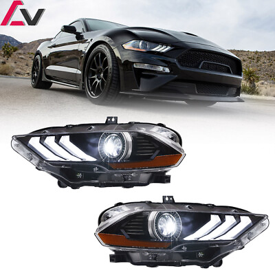 #ad 2018 2023 For Ford Mustang GT Projector Headlights LED DRL Signal Front Lamps $379.99