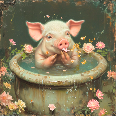 #ad 5D Diamond Painting Pig in a Tub Kit $29.99