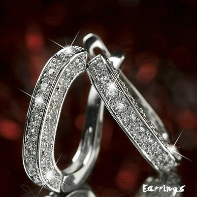 #ad Fashion 925 Silver FilledGoldRose Gold Hoop Earring Women Wedding Jewelry C $3.19