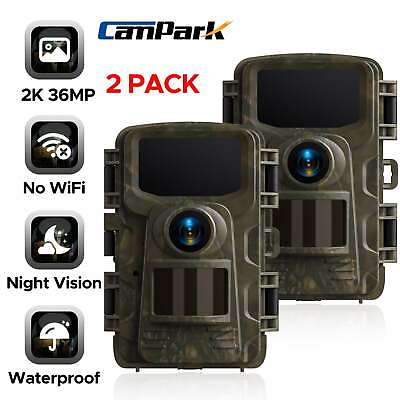 #ad 2PACK Trail Camera 2K 36MP Wildlife Hunting Game Camera 120°Wide Angle No Wifi $59.75