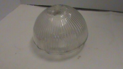 #ad Vintage Glass Ceiling Light Fixture Ribbed Shade Round Flower on Top K50 $10.99