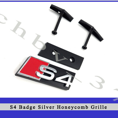 #ad Audi S4 Front Grill Emblem Silver for S4 A4 Honeycomb Grille Badge Nameplate $21.84