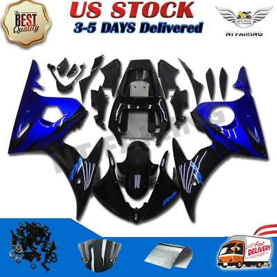 #ad Fairing Injection Blue Black ABS Plastic Fit For Yamaha YZF R6 2003 2004 2005 $399.99