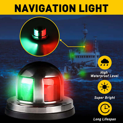 #ad LED Marine Boat Yacht Bow Ship Deck Navigation Light Nav Lamp 12V 4W Green red $12.99