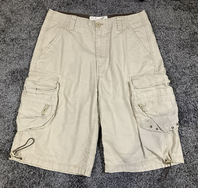 #ad Cargo Shorts Mens Size 32x12 Tan Utility Pockets Long Inseam Baggy Y2K Arizona $18.88