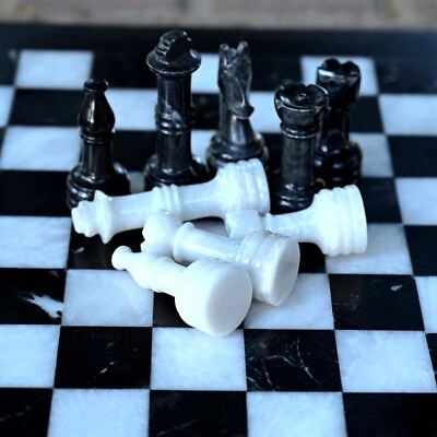 #ad Staunton Black amp; White Chess Men Set Weighted Pro Marble Stone Chess pieces Only $70.00