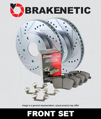 #ad FRONT BRAKENETIC Sport Drill Slot Brake Rotors Ceramic Pads 35.51083.11 $275.00