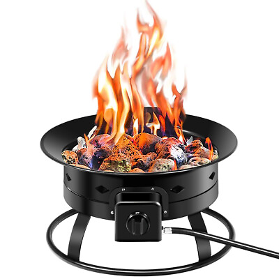 #ad Portable Propane Outdoor Gas Fire Pit W Cover amp; Carry Kit 19 Inch 58000 BTU $119.99
