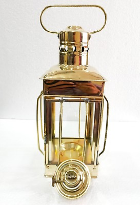 #ad 12quot; Vintage Stable Gold Brass Lantern Oil Lamp Wall Hanging Home Decor $62.50