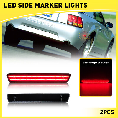 #ad Smoked LED Rear Bumper Side Marker Light Reflector Lamp For 99 04 Ford Mustang $19.99
