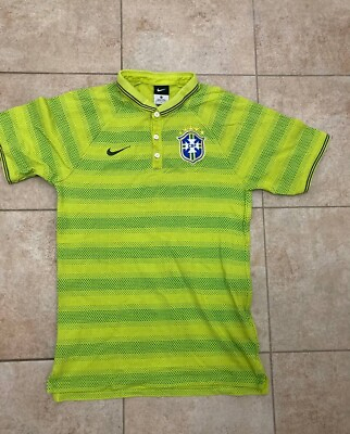 #ad Nike Brazil Polo Shirt Mens Size Small Green Brasil CBF Soccer $25.00